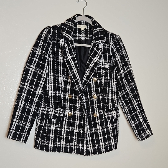 Jackets & Blazers - Chic Black and White Plaid Women's Blazer